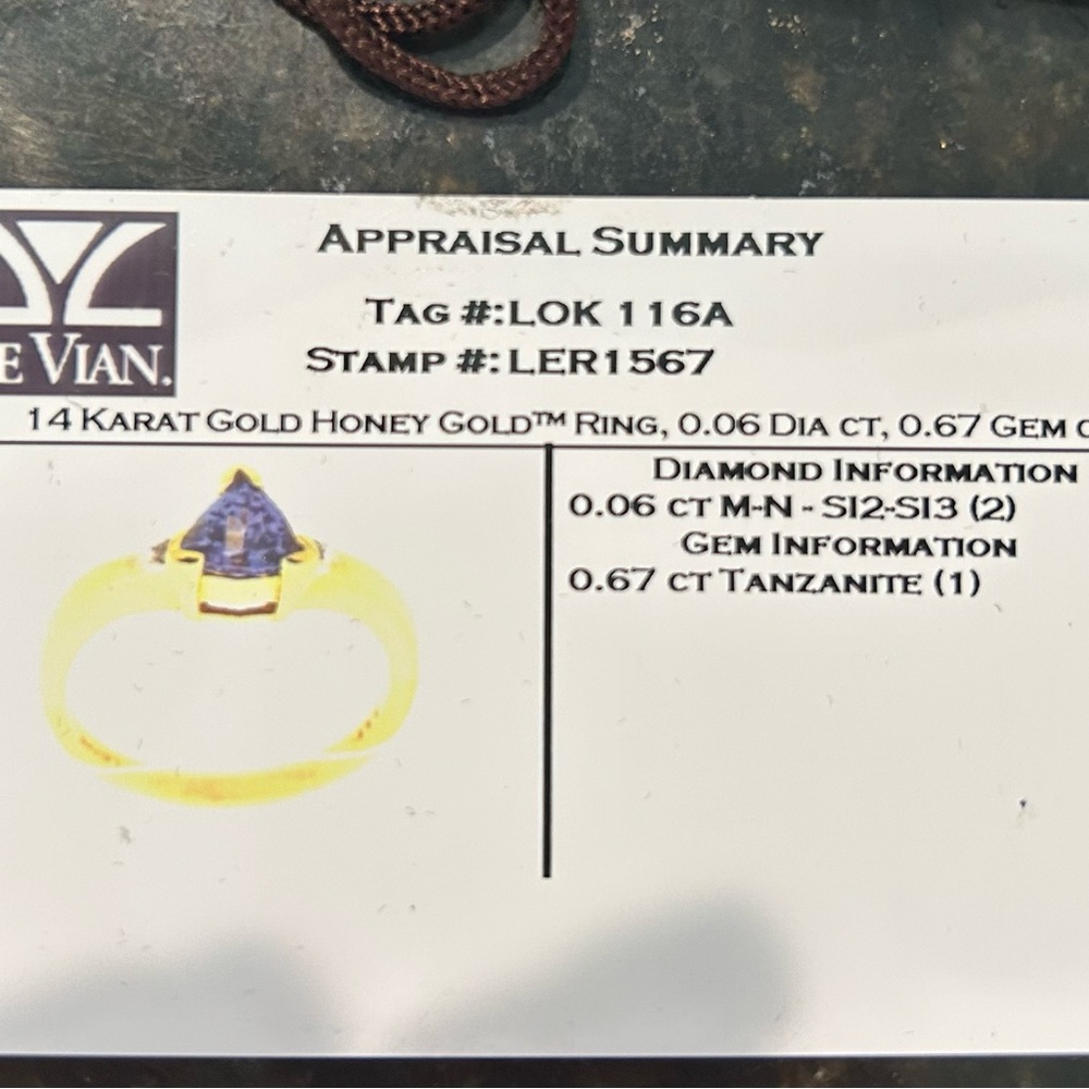 LeVian tanzanite and diamond yellow gold ring. - Picture 8 of 8